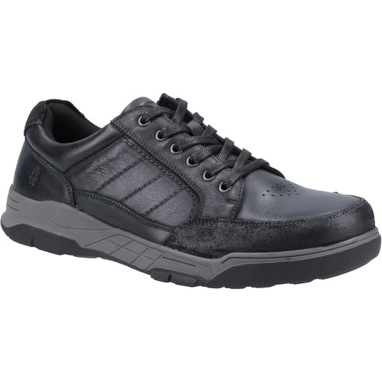 Hush Puppies Mens Finley Leather Shoes (Black) - Image 1