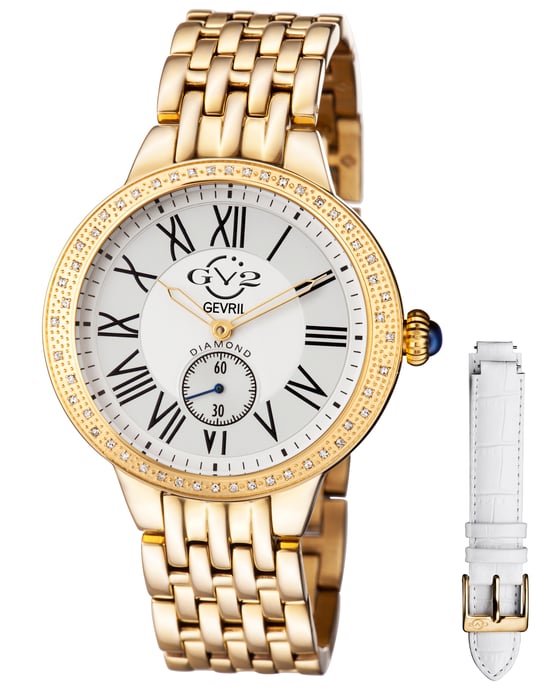 GV2 Siena Reloj de acero inoxidable con esfera plateada y diamantes de cuarzo suizo para mujer - Image 1