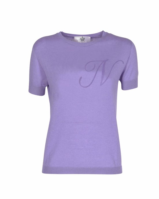Crown Of Edinburgh Cashmere Short Sleeve Art 003 Lilac Letter N