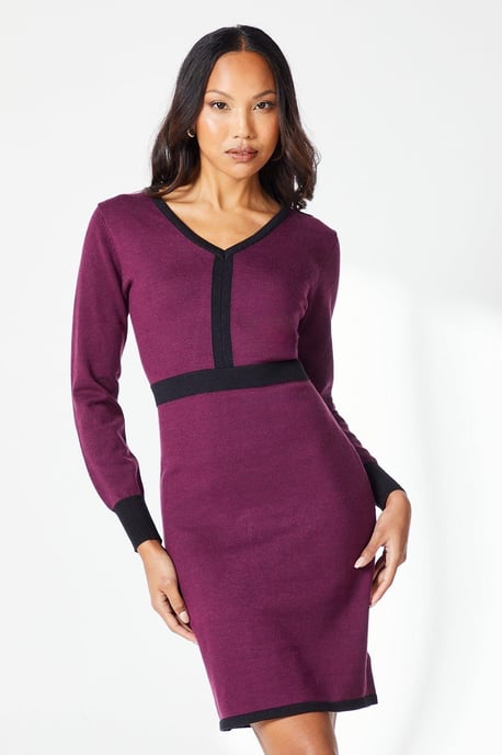 Colourblock V Neck Mini Dress