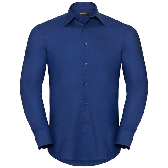 Russell Collection Mens Oxford Easy-Care Tailored Long-Sleeved Shirt (Bright Royal Blue) - Image 1
