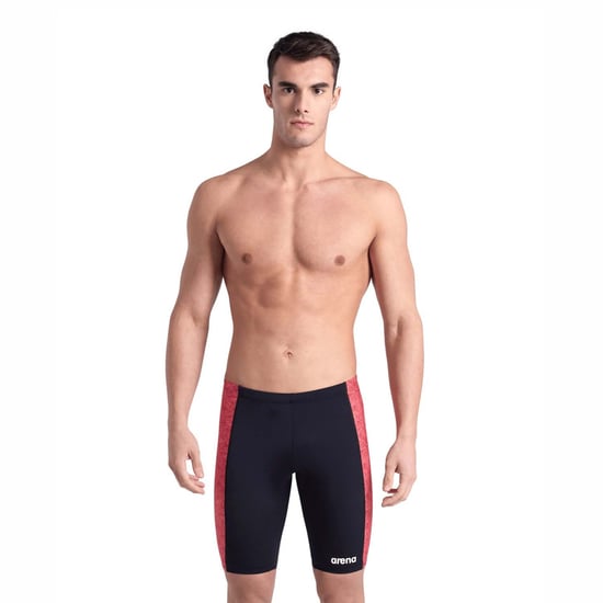 Men's Arena Abstract Tiles Jammer Swim Shorts in Black Red - Image 5
