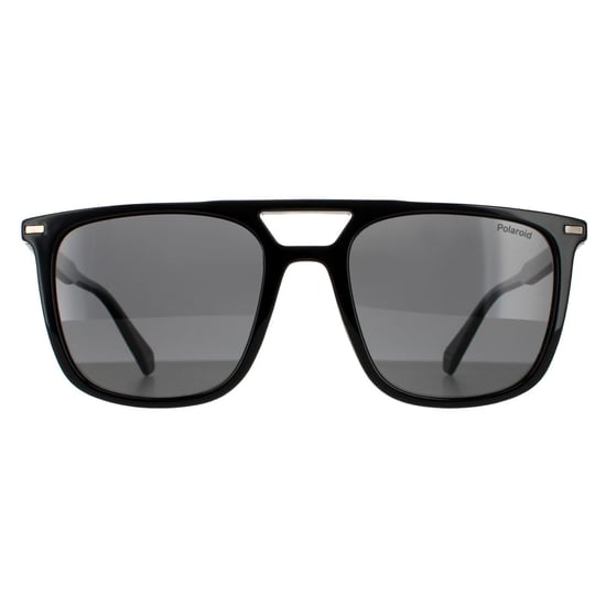 Gafas de sol polarizadas Polaroid Rectángulo para hombre en negro y gris - Image 1