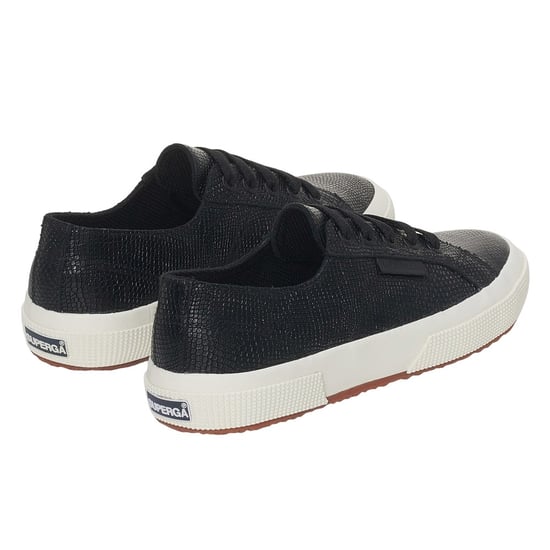 Superga Womens/Ladies 2750 Snake Print Grain Leather Trainers (Black/Avorio) - Image 2