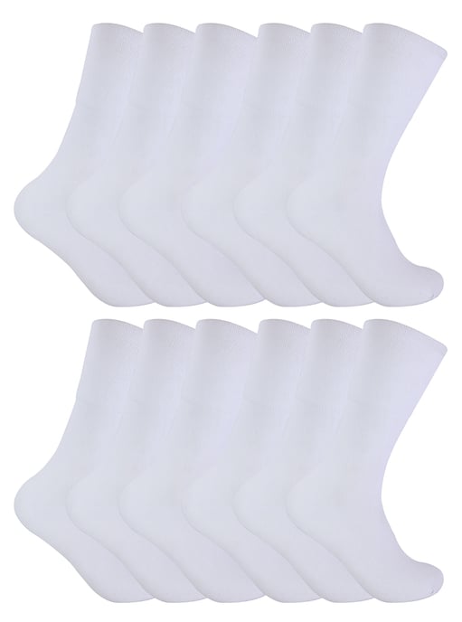 12 Pairs Mens Thermal Diabetic Socks | Sock Snob | Non Elastic Extra Wide Diabetic Socks for Poor Circulation - White - Image 1