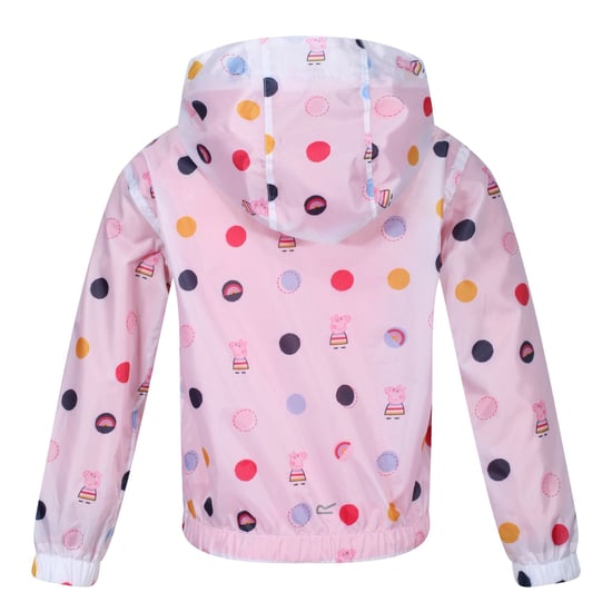 Regatta Childrens/Kids Peppa Pig Polka Dot Hooded Waterproof Jacket (Light Pink)