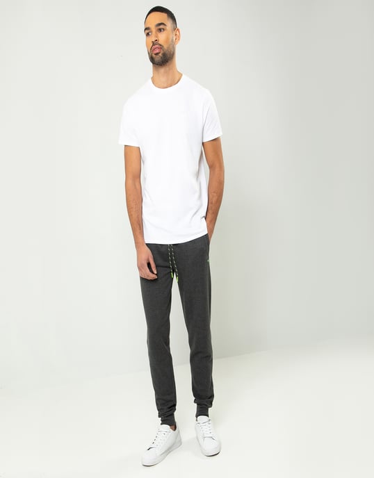 Dark Grey Cotton Blend 'Trifoliate' Joggers