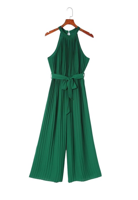 Azura Exchange Women's Pleated Wide Leg Jumpsuit with Belt in Green - Image 6