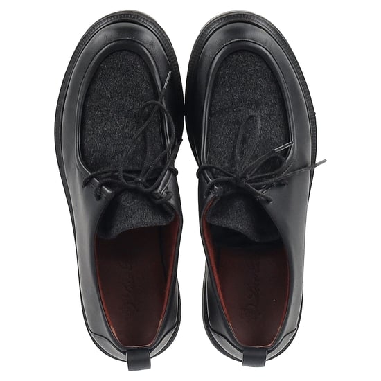 Loro Piana Lace-Up Derby Shoes in Black Leather - Image 3