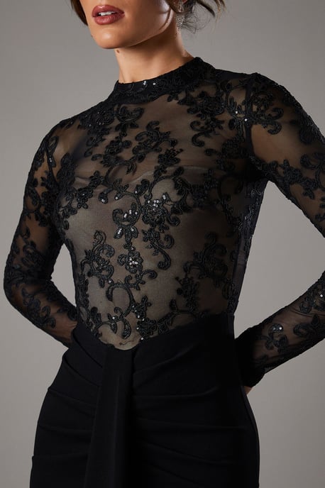Lace Maxi Dress With Lace Mix