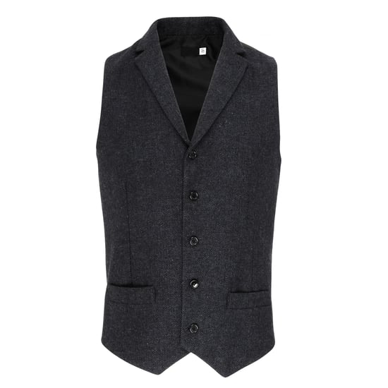Premier Mens Herringbone Waistcoat (Dark Grey) - Image 1