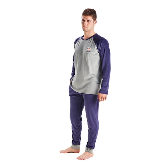 Men's long-sleeved round-neck velvet pajamas MU3