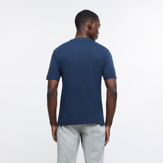 River Island Mens T-Shirt Navy Ri Studio Slim Fit Tee