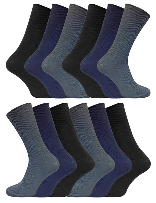 Paquete de 12 pares de calcetines 100% algodón para diabéticos - TSFD02 - Image 1