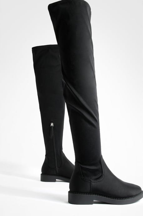Wide Fit Flat Stretch Over The Knee Boots