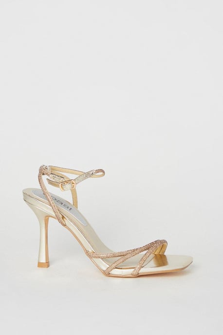 Tulip Diamante Asymmetric Strap High Heeled Sandals