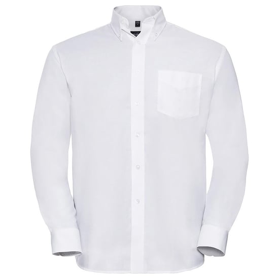 Russell Collection Mens Long Sleeve Easy Care Oxford Shirt (White) - Image 1