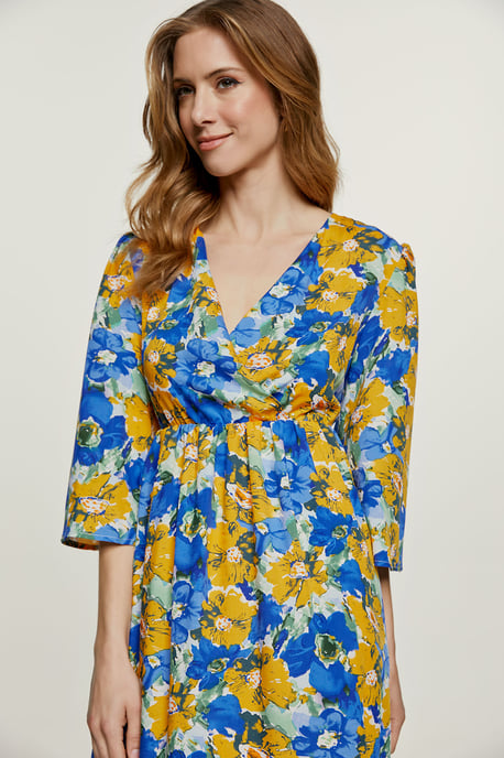 Vestido midi floral de corte imperio - Image 3