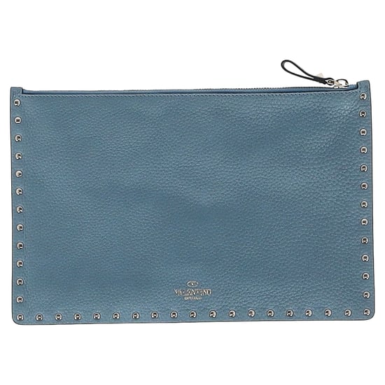 Valentino Garavani Rockstud Clutch Bag in Blue Leather - Image 1