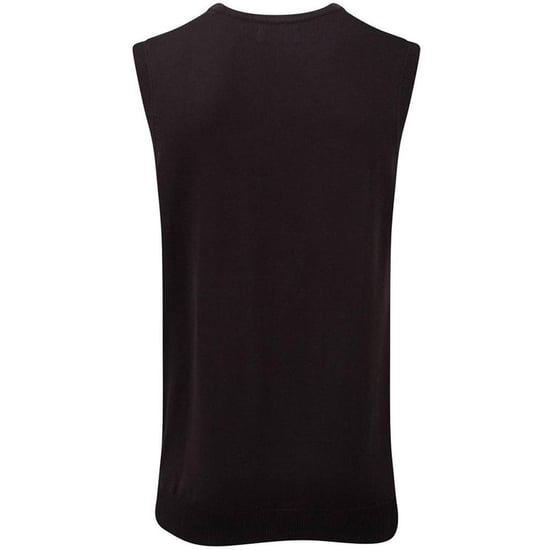 Russell Collection Mens V-Neck Sleevless Knitted Pullover Top / Jumper (Charcoal Marl) - Image 2