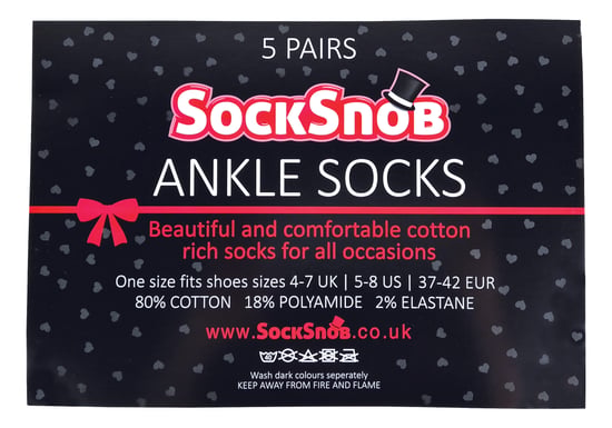 SOCK SNOB - 5 Pares de Calcetines Negros de Mujer con Corazón y Lazos - Image 2
