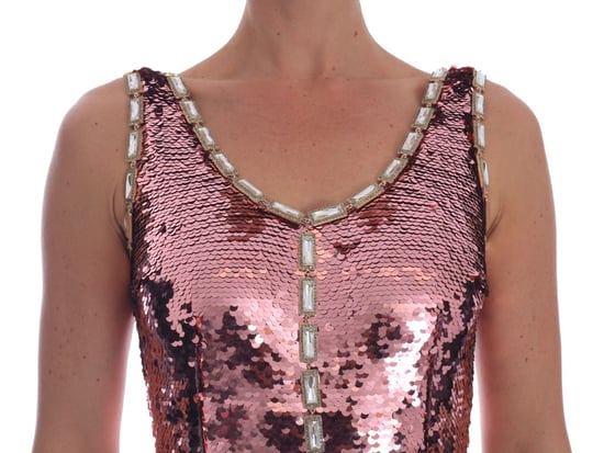 Vestido de noche de cristal con flecos y lentejuelas rosas de Dolce & Gabbana para mujer - Image 2