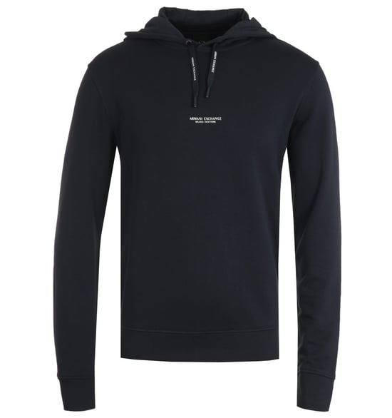 Armani Exchange Pullover Navy Hooded Sweatshirt - Image 1