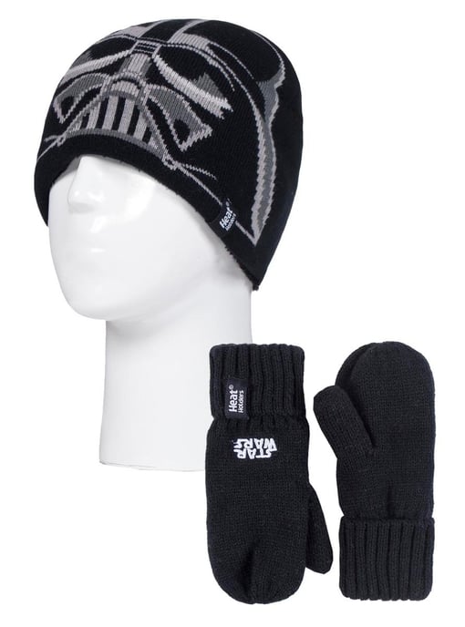 Heat Holders - Juego de gorro y manoplas de invierno con forro polar Marvel/Star Wars para niños - Darth Vader - Image 1