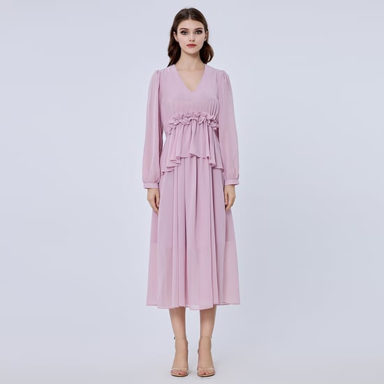 Long ruffle chiffon dress - Image 1