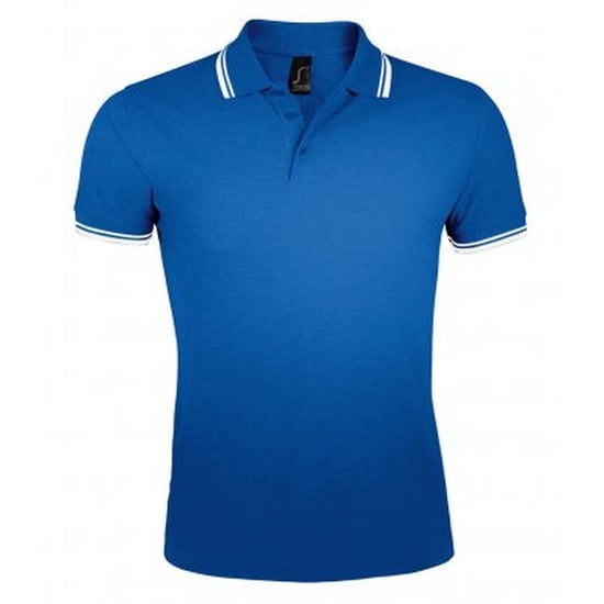 SOLS Mens Pasadena Tipped Short Sleeve Pique Polo Shirt (Royal/White) - Image 1