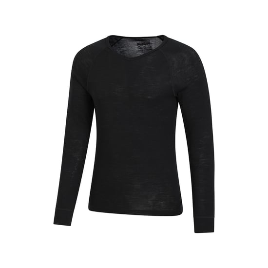 Mountain Warehouse Mens Merino Wool V Neck Base Layer Top (Black)