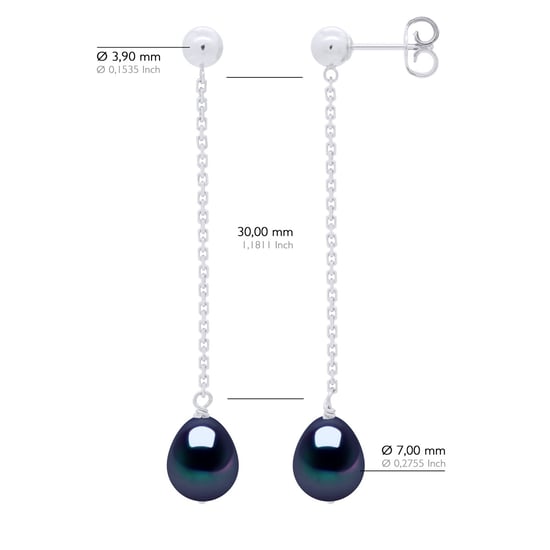Earrings Real Cultured Freshwater Pearls Pear 7-8 mm - Image 2