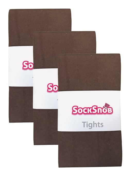 3 Pares Multipack Mallas Opacas 80 Denier Mujer | Sock Snob | Plain Block Colour Tights - Marrón - Image 2