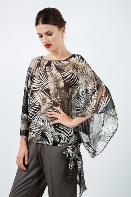 Print Chiffon Batwing Top