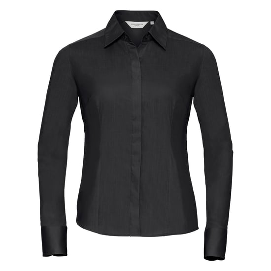 Russell Collection Ladies/Womens Long Sleeve Poly-Cotton Easy Care Fitted Poplin Shirt (Black) - Image 1
