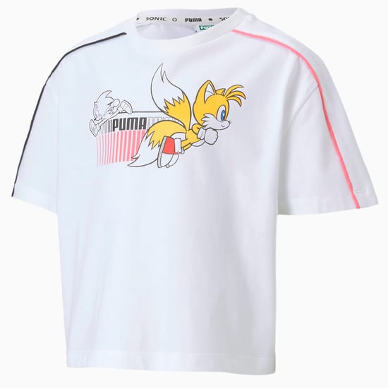 Puma x Sega Sonic Graphic Kurzarm Crew Neck White Kids T-Shirt - Image 1