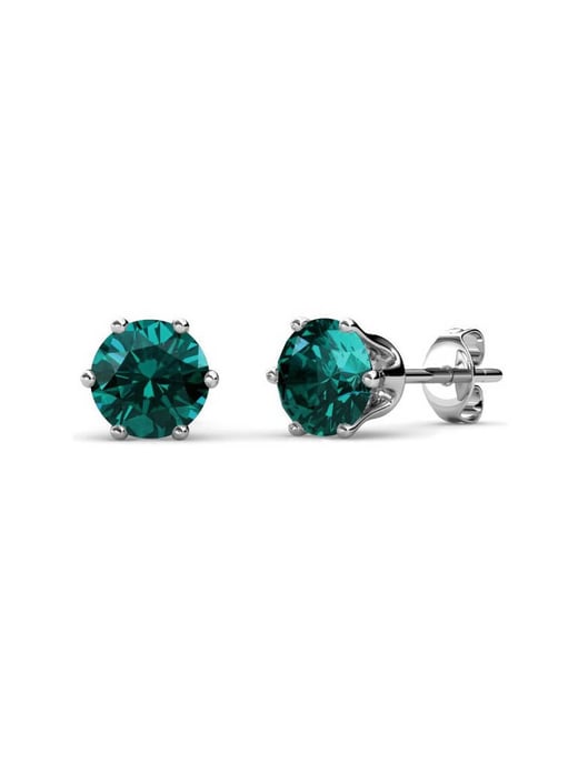 Pendientes Mai con piedra de nacimiento - Plata y verde oscuro - Image 1