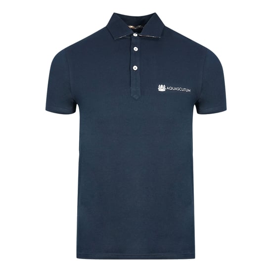Polo azul marino con logo en bloque Aldis de Aquascutum - Image 1