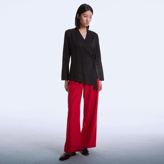 Satin wrap-over blouse - Image 2