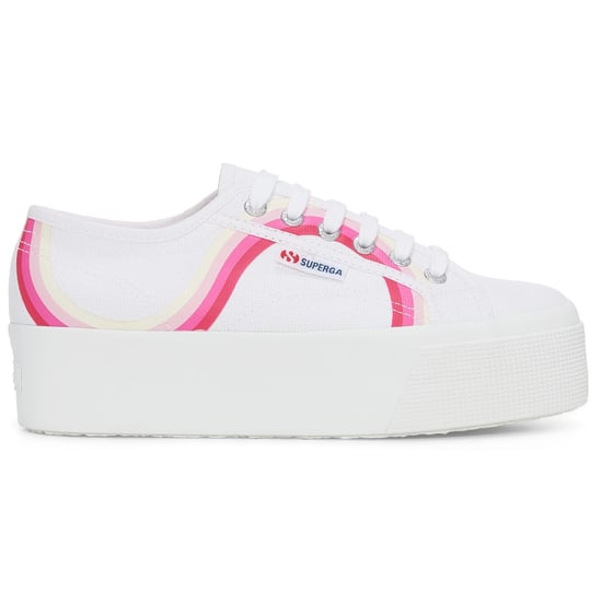 Superga 2790 Round Stripes Cotton Women's White/Shaded Blue Trainers - Image 4