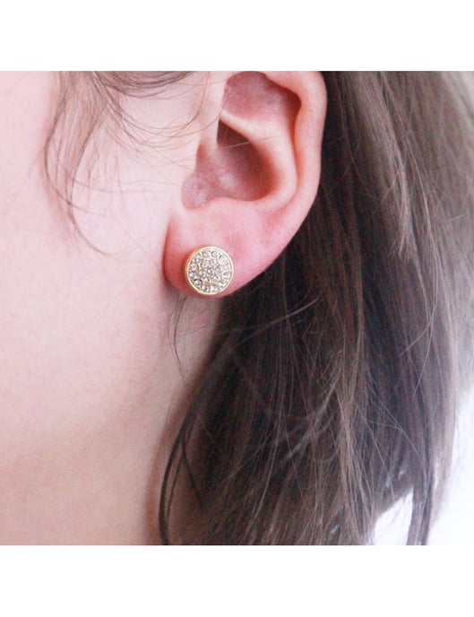 Pendientes Redondos - Oro y Cristal - Image 2