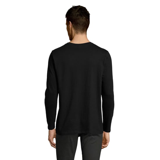SOLS Mens Imperial Cotton Long-Sleeved T-Shirt (Deep Black) - Image 2