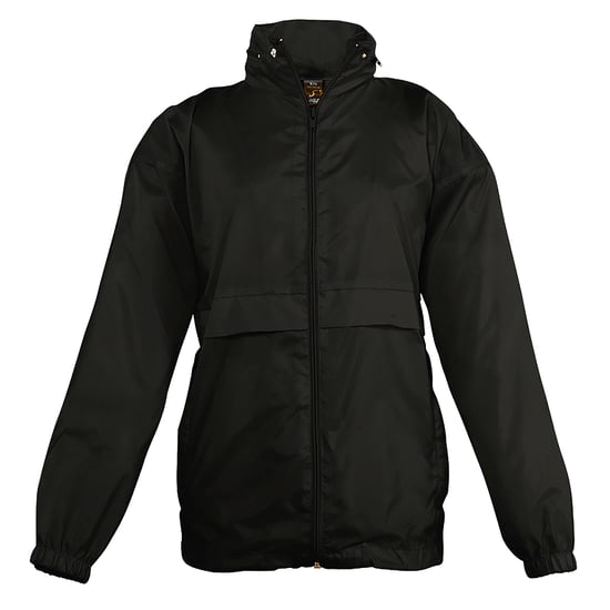 SOLS Kids Unisex Surf Windbreaker Jacket (Water Resistant And Windproof) (Black) - Image 1