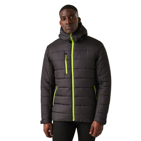 Regatta Mens Navigate Thermal Padded Jacket (Black/Lime Green)