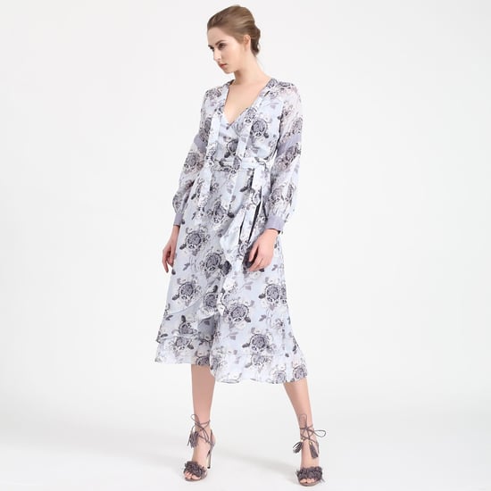 Wrap flower print dress