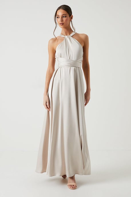 Twist Halterneck Satin Bridesmaids Dress - Image 1