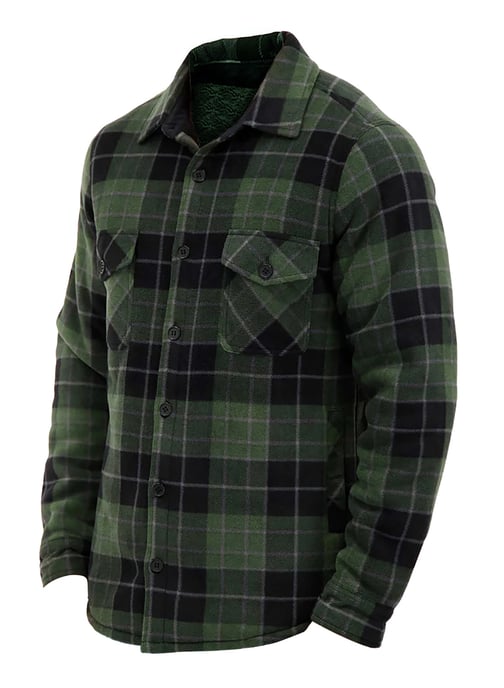 Chaqueta de invierno acolchada a cuadros para hombre | Calentadores | Camisa a cuadros de manga larga | Diseño a cuadros - Hunter / Negro - Image 2