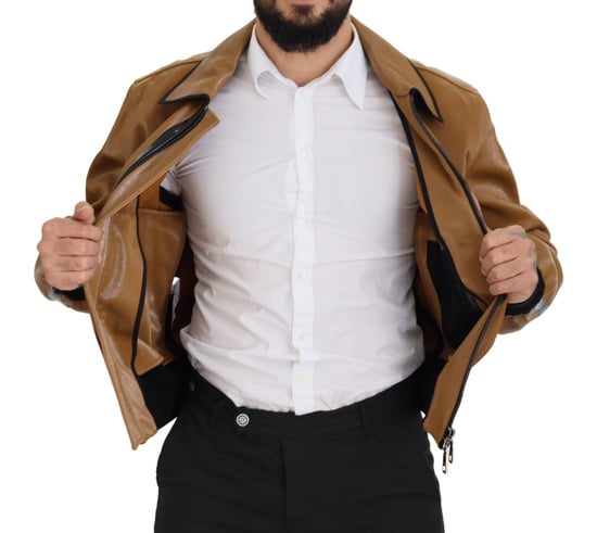 Chaqueta Blouson de Algodón Oscuro Camel de Dolce & Gabbana para Hombre con Cierre Completo - Image 5