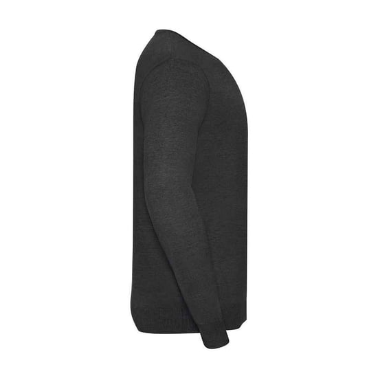 Russell Collection Mens Cotton Acrylic V Neck Sweatshirt (Charcoal Marl) - Image 3