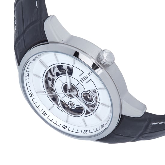 Heritor Automatic Davies Semi-Skeleton Leather-Band Watch
